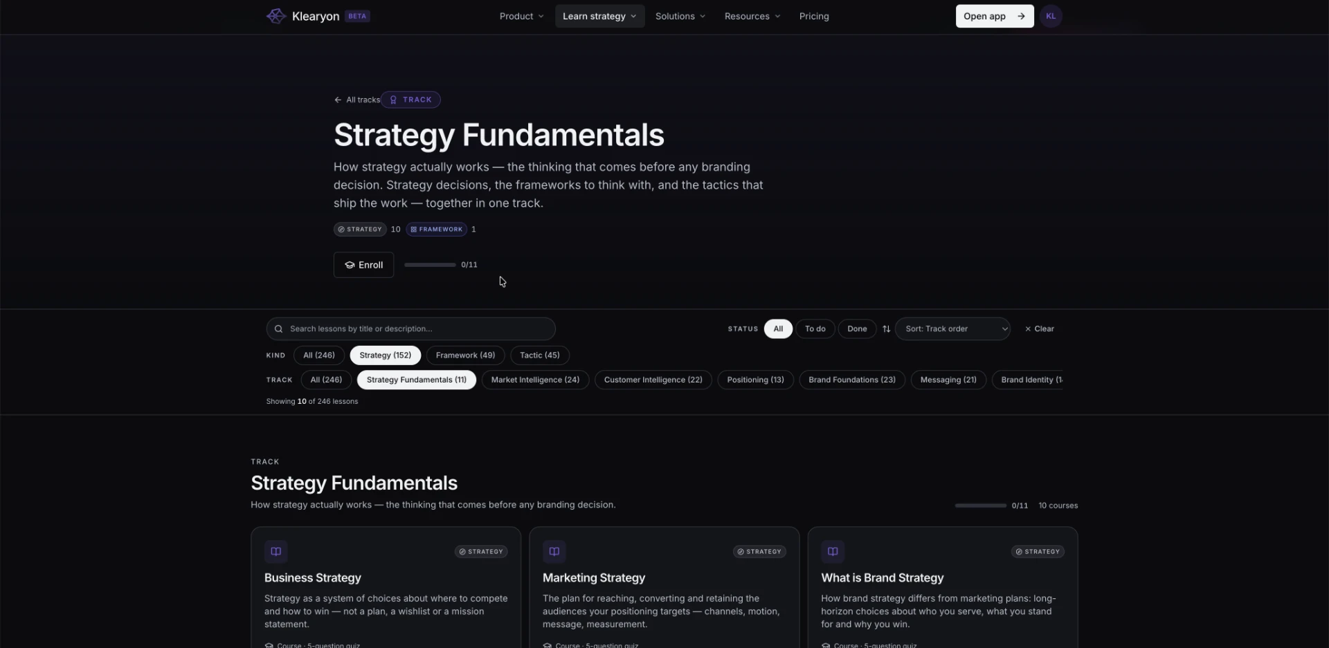 Klearyon Strategy Fundamentals track