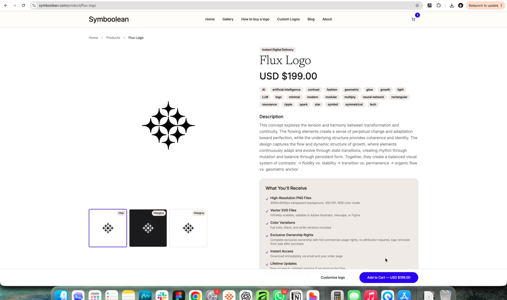 Symboolean product page for Flux Logo