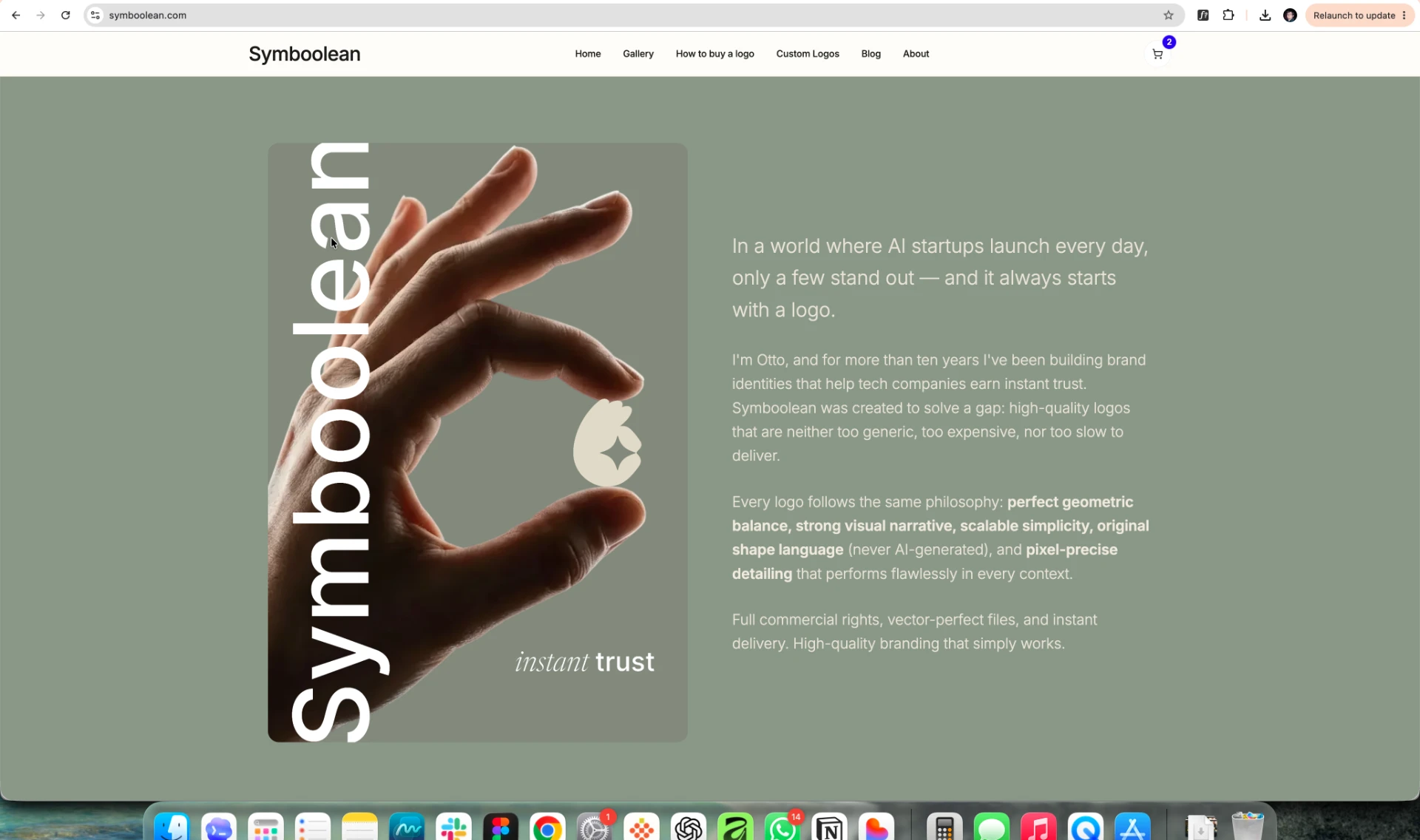 Symboolean brand story section