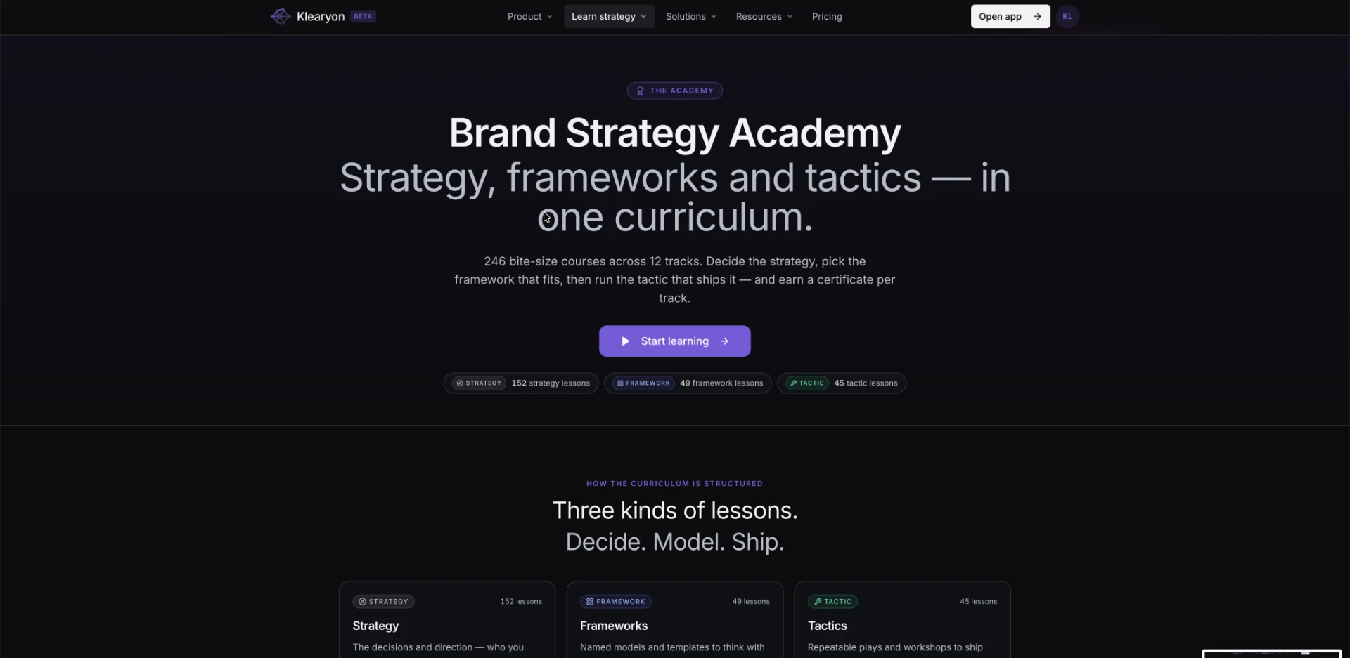 Klearyon Brand Strategy Academy homepage
