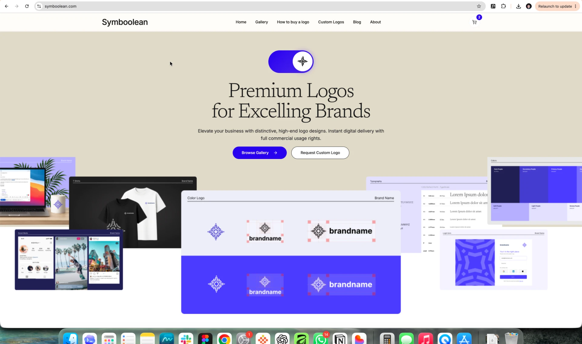 Symboolean homepage hero — Premium Logos for Excelling Brands