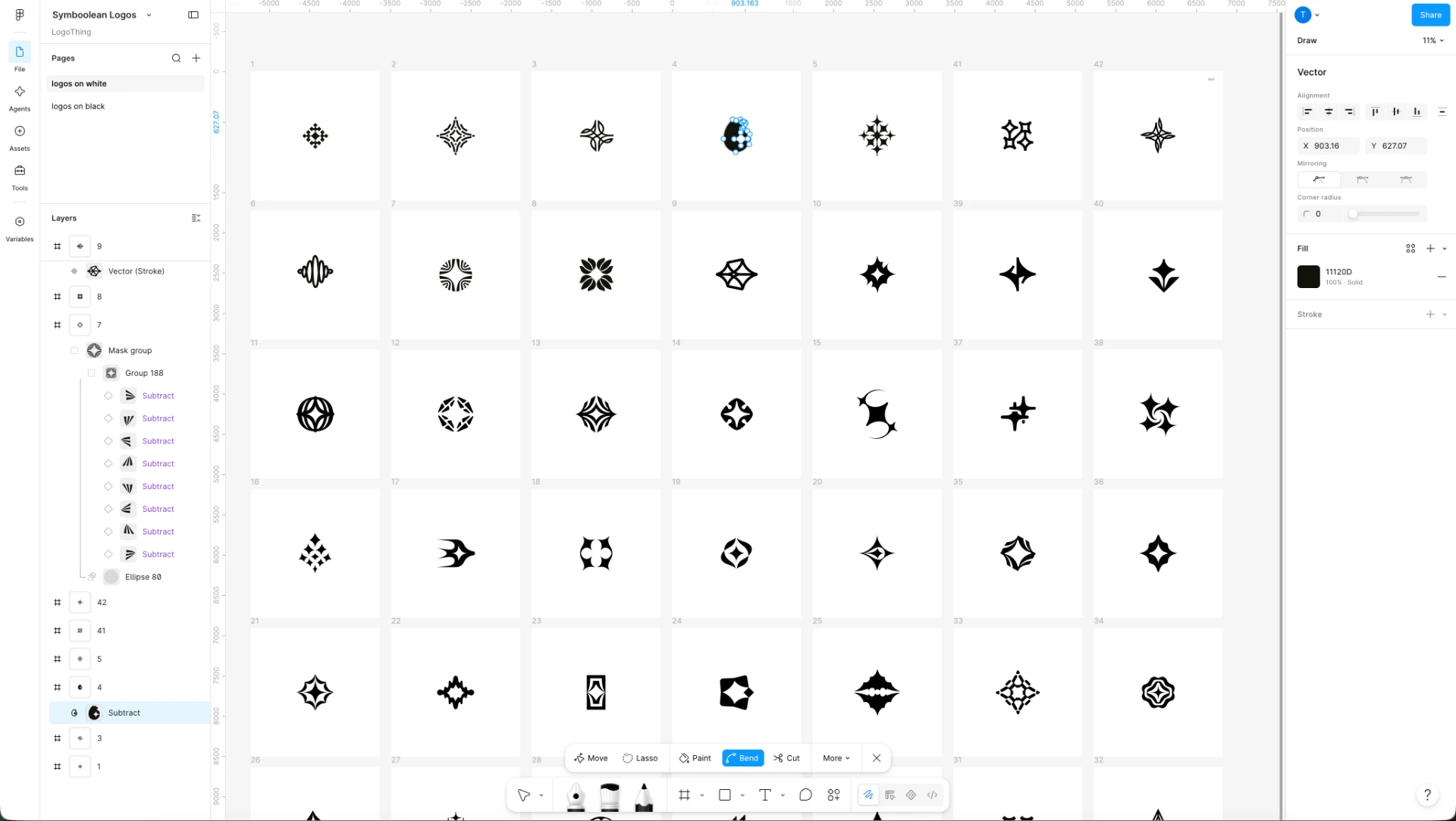 Figma canvas showing the Symboolean logo collection